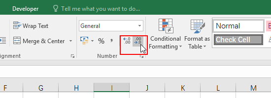 Increase or decrease decimal