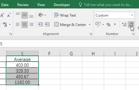 Customize the decimal digits