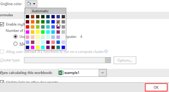 How to Change the Color of Gridline in Excel