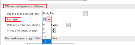 How to Set the Default Font and Size in Excel