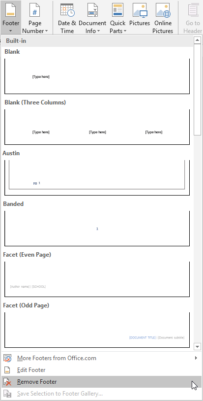 How to Remove the Page Header or Page Footer in Word 2019