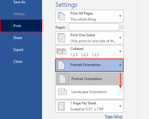 Change portrait orientation