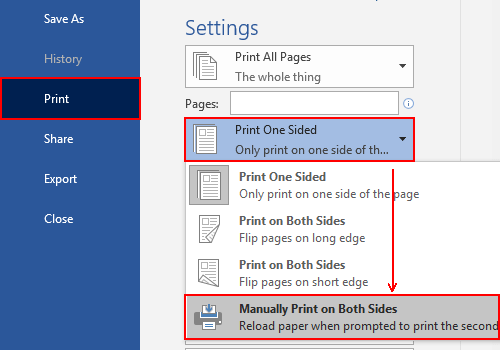 Manually print on both sides