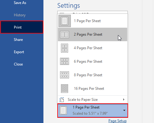 Multiple pages per sheet