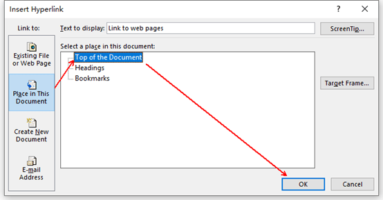 Choose a location in Place in This Document