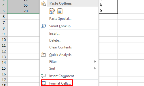 Click Format Cells... in the right-click menu