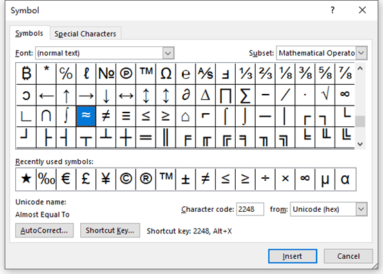 3 Methods to Insert Approximately Equal Symbol in Word