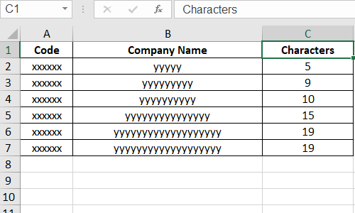 How to Sort Excel Cells by the Number of Characters