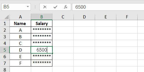 How to Display Numbers as Asterisks in Excel Cells