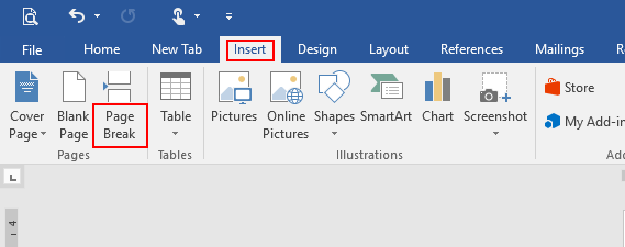 shortcut for insert new page in word