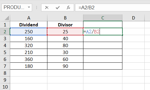 How to Quickly Divide Numbers in Excel Cells Using Formula