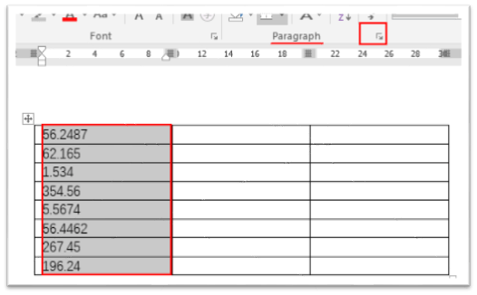 How to Align Decimal Point in Word Table Cells