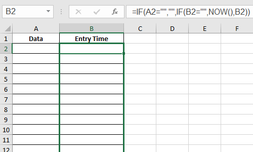 How to Automatically Record the Data Entry Time in Excel