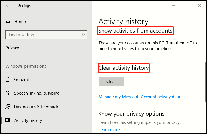 How to Disable Activity History (Timeline) in Windows 10