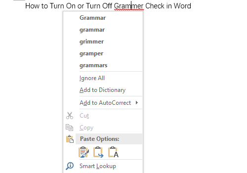 How to Turn On or Turn Off Spelling and Grammar Check in Word