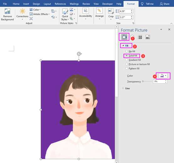 How to Change the Background Color of the ID Photo in Word?