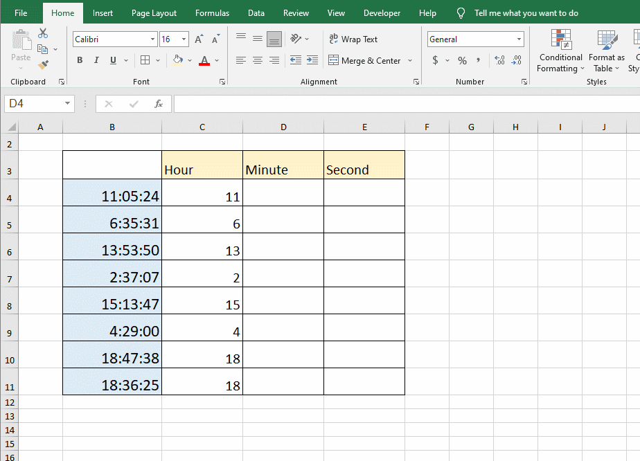 How to Extract Hours/Minutes/Seconds from Time in Excel