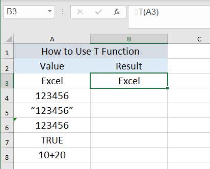 How To Use The T Function In Excel? How To Use The T Function In Excel?