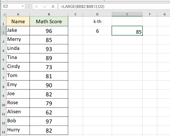 How To Use The LARGE Function In Excel?