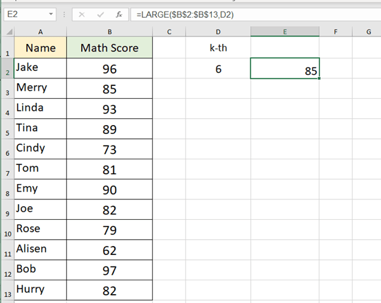 The LARGE Function