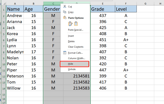 Hide Cell Contents