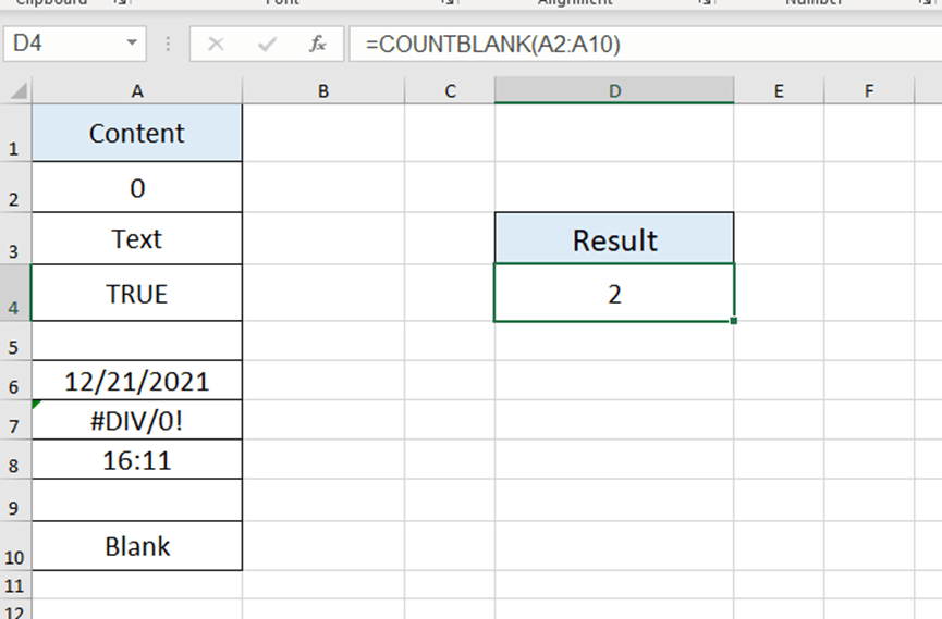COUNTBLANK Function