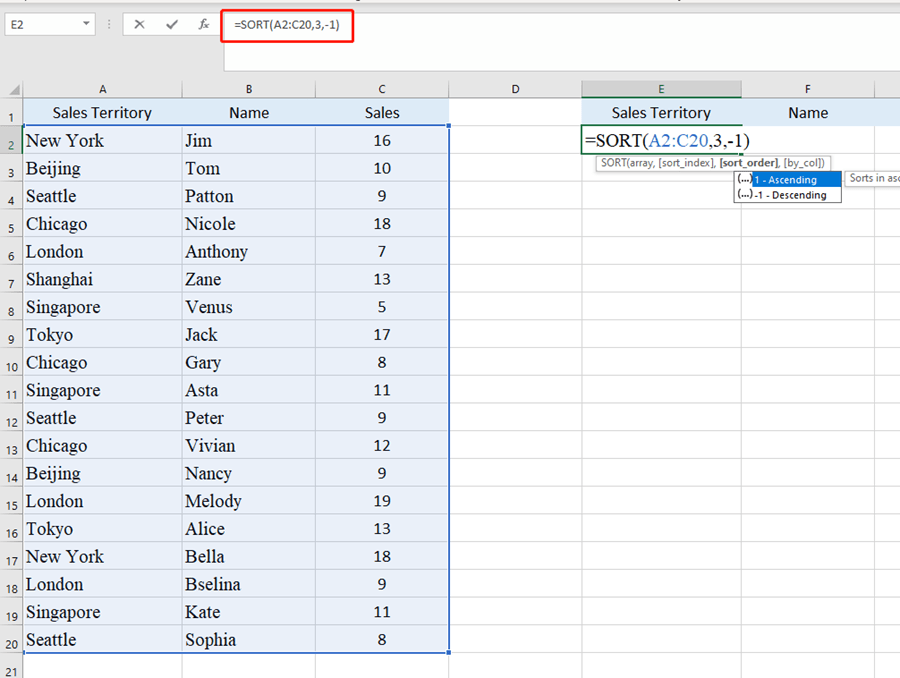 SORT Function