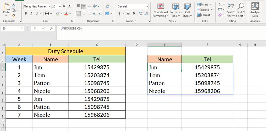 How to Use the UNIQUE Function in Excel? ——Easy Tutorial