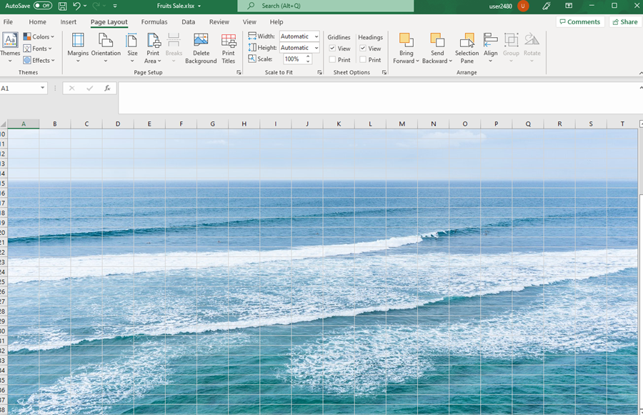 Excel background