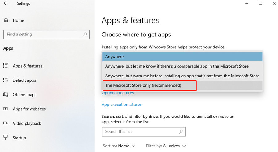 How to Choose Where to Get Apps in Windows 10?
