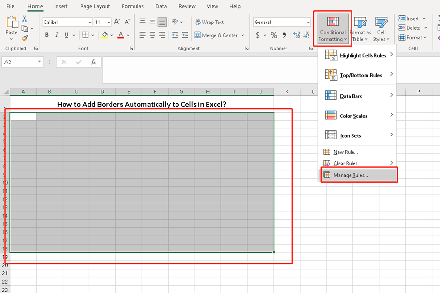 How to Add Borders Automatically to Cells in Excel?