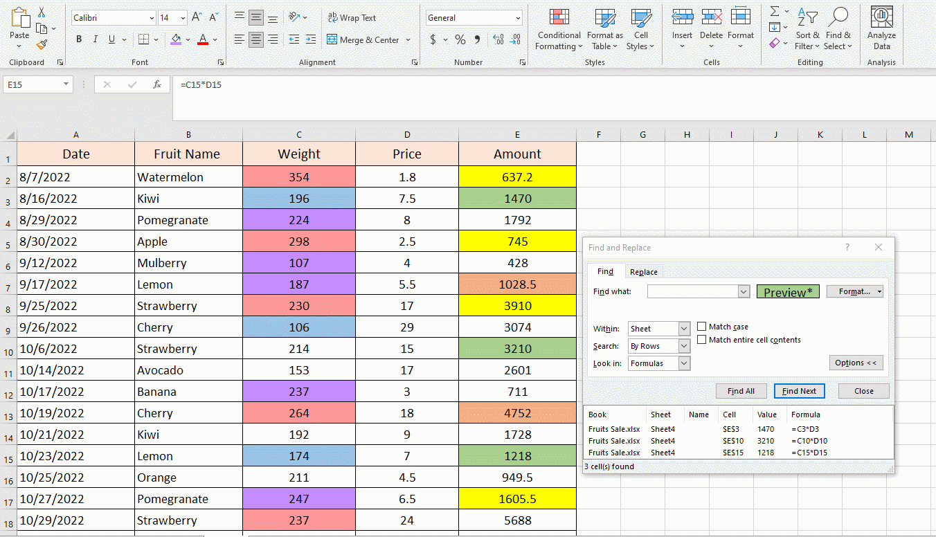 How to sum by color in Excel