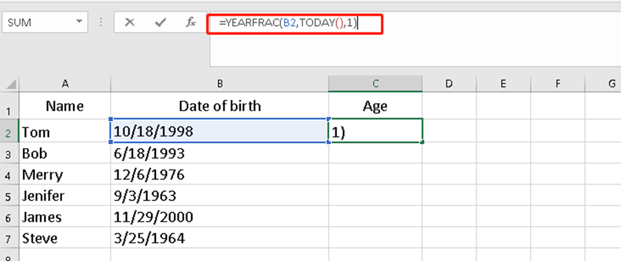 Calculate Age from Date of Birth