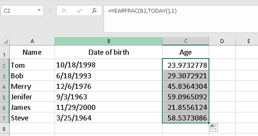 How to Calculate Age from Date of Birth in Excel?
