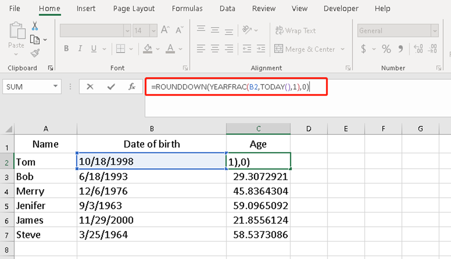 How to Calculate Age from Date of Birth in Excel?