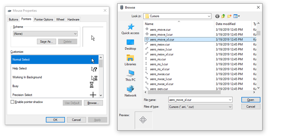 custom cursor for windows